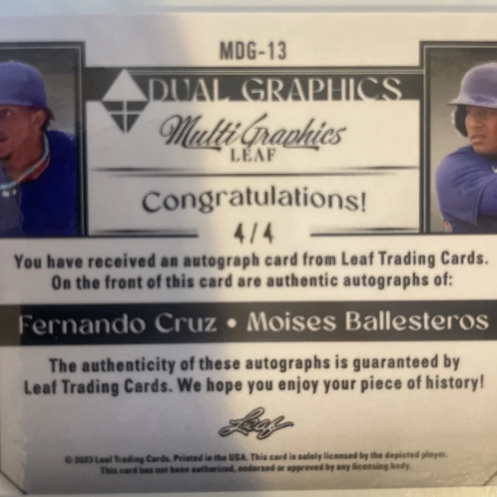 2023 Leaf Multi graphics Fernando Cruz & Moises Ballesteros Duel Auto#4/4 MDG-13